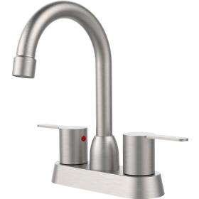 2 Handles Bathroom Sink Faucet, Brushed Nickel Centerset RV Bathroom Faucets For 2 3 Hole