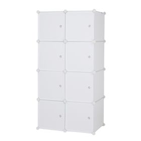 8 Cube Organizer Stackable Plastic Cube Storage Shelves Design Multifunctional Modular Closet Cabinet with Hanging Rod